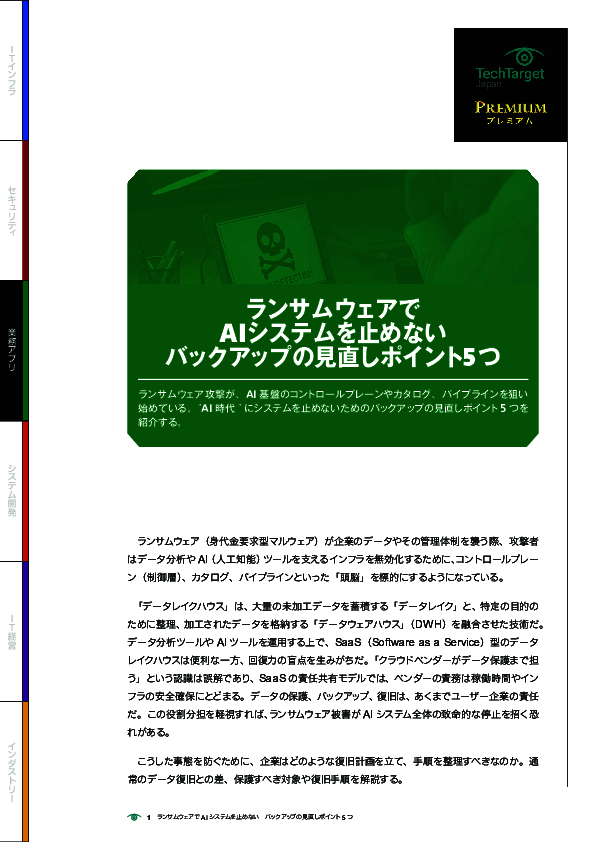 ランサムウェアでAIシステムを止めない　バックアップの見直しポイント5つ
