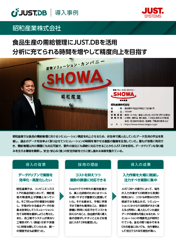 需給管理におけるシミュレーション精度を、「昭和産業」はどう向上させたのか